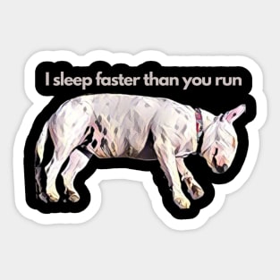 I sleep faster than you run, bullterrier, funny dog Sticker